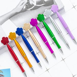 100Piece Roller Ballpoint Pen Luxury Cute Flower Wedding Rose Gold Metal Stationery School Office Supply Spinning Pens