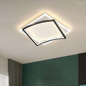 Lampki sufitowe Nowoczesna lampa LED z sypialnią Nordic Gold Black Square Lighting for Living Jading Study Decor Home Decor Indoor Smart