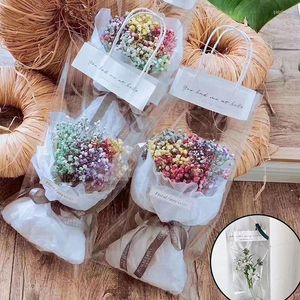 Gift Wrap 10pcs Flower Packing Box Transparent PVC Bouquet Bagging Florist Decoration Long Tote Clear Bag Collocation Packaging