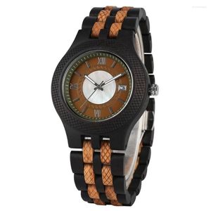 Wristwatches Classic Quartz Watch For Men Practical Luminous Function Full Wooden Watches Women Elegant Calendar Wood Wristwatch Man