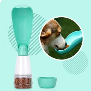 Alimentazione del cane Bottiglia d'acqua Forniture da esterno Tazza di accompagnamento per animali domestici multifunzionale Tazza di acqua per cibo per cani portatile Bollitore da viaggio Abbeveratoio per animali domestici