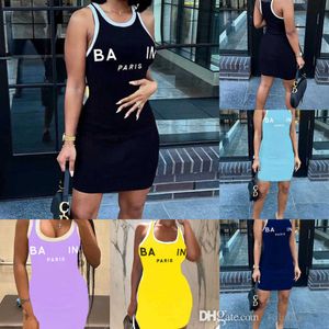 Vestidos de moda de designer de marca de luxo de verão Vestidos estampados Mini -saia slim 2023 plus size 3xl 4xl roupas femininas