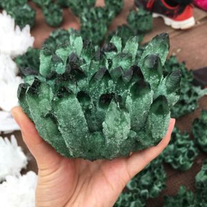 Dekorationer Natural Green Ghost Phantom Quartz Crystal Cluster Healing Prov Wedding Decoration Aquarium 230506