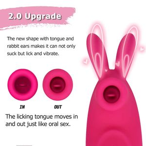 Vibratorer 3-i-1 sugande slickande kanin vibrerande g-plats klitor vibratornippel stimulering tunga massager sex leksak för kvinnor par 230509