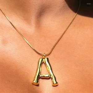 Anhänger Halsketten Bambus Anfangskette Big English Letter Large Oversize Dangle Schmuck für Frauen Geschenk