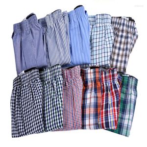 Underpants Plaid Boxers Man 4pcs/pack Men's Button Woven Boxer Shorts Mens Sale Loose Cotton Underwear For Men Fashion Panties