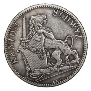 İsviçre 5 Franken Atış Festivali 1867 Gümüş Kaplama Kopya Paraları
