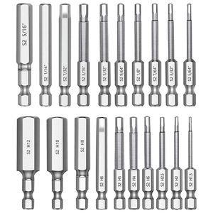 Schroevendraaier 20 st/set hex head allen wrench borr set set premium s2 stål borr bit snabb frigöring skaft magnetisk skruvmejsel bit set