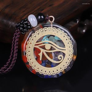 Pendant Necklaces 5pcs Horus Eye All-Seeing Eyes Orgonite Energy Orgone Amazonite Necklace Devil's Amulet Magnetic Jewelry