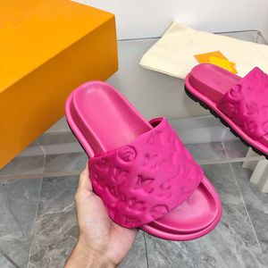 Women Slippers men black Scuff Flat Sandals Pool Pillow Mules Sunset Padded Front Strap Fashionable Easy-to-wear Style Slides Fuchsia9897