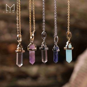 Anhänger Halsketten Yammy Mini Kristall Punkt Kette Halskette Heilquarz Amethyst Lapis Stein Kugel Pendel Chakra Schmuck Y23