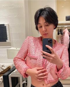 Женские куртки Женская высококачественная розовая куртка с блестками знаменито
