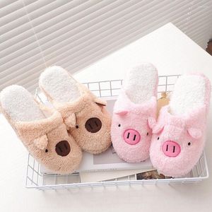 Pantofole Lovely Pig Cartoon Home Donna Uomo Inverno Caldo Pantofola di peluche Cute Girls House Shoes Floor Soft Couple Lover Gift