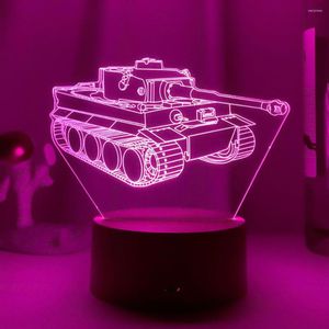 Luzes noturnas 7 Tanques de led tanques de brinquedo Presente de aniversário 3D MOTORCYCHE AVILA CARRO DE AVIDO TODRO TONTURO DE TABELA USB Decoração de cabeceira de cabeceira a absorção absorvente