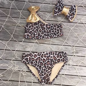 Dziecięce stroje kąpielowe jedno ramię w bikini dla dziewcząt 3PCS Dzieci dzieci Dzieci Oncinha Drukuj uroczy strój na plażę kąpielową P230509