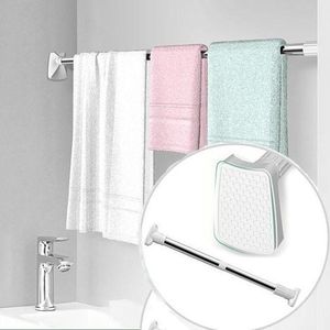 Poles Adjustable Telescopic Clothing Rod Clothes Drying Hanging Closet Shower Curtain Bathroom Towel Rod 50 to 98cm Stainless Steel