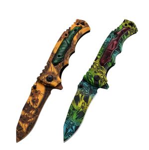 Kamouflagebelagd taktisk vikning kniv utomhus camping överlevnad sele stålblad knivar professionell jaktkniv verktyg samling