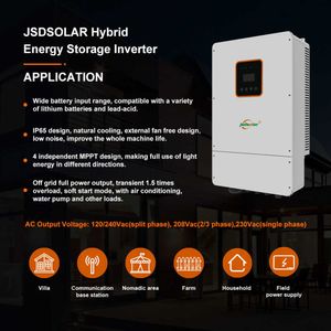 Jsdsolar 8KW 120/240 Split Phase on Off Grid Sistema Híbrido Kit Completo com Painel Solar Mono 48V 200ah Lifepo4 Bateria