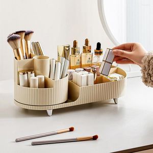 Storage Boxes Desktop Makeup Organizer 360 Degree Rotatable Shelf Brush Box Holder Multi-Compartments For Eyeshadow Skincare Lady