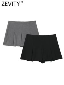 Womens Shorts ZEVITY Women High Waist Wide Pleats Design Slim Skirts Female Side Zipper Culottes Chic Pantalone Cortos P2576 230508
