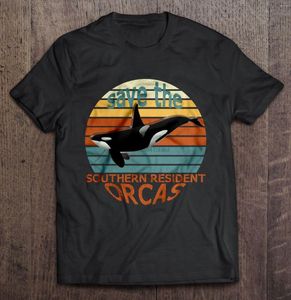 T-shirt da uomo Camicia da uomo Save The Southern Resident Orcas T-shirt vintage da donna retrò