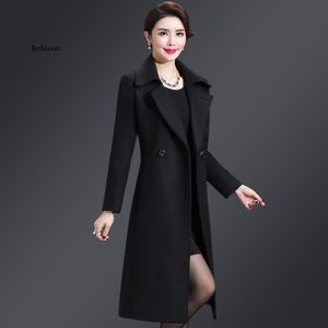 Miscele Cappotto invernale da donna 2022 Colore solido Lunghezza polpaccio Formale Maniche lunghe Tenere al caldo Cappotto doppiopetto da donna Giacca