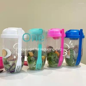 Dinnerware Sets Salad Cup Spoon Lid With Fork Large-capacity Breakfast Office Student Fat Loss Slimming Portable Cups Storage