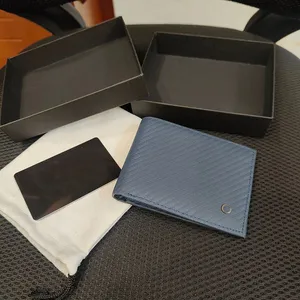 Miniplånbok Herr kreditkortshållare Blått läder Folding Portfolio Europeisk och amerikansk stil smal passhållare Dammyntväska levereras med designerbox