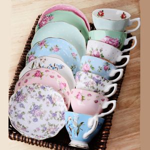 Coffee Tea Tools Bone China Tassenlöffel Untertassen-Set Englische Nachmittagstassenware 170ml Porzellan und für 230508