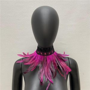 Choker 32 cm spetsfjäderhalsband gotisk halsduk punk lyx halloween föreställningar cosplay kläder tillbehör