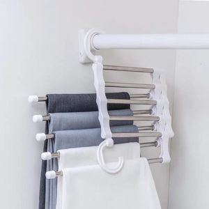 HANGERS RACKS 5IN1 MAGIC TROUSER CLORES ROINTLESS STÅL FOLDING TIE SOVROOM Garderob Organiser Lagring 230508