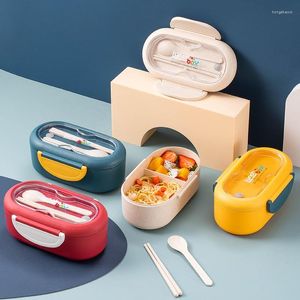 Набор для посуды разделен Bento Snack Box 2-Compartment Bento в стиле детского ланча для обеда для работы в школу пикника