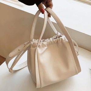 Evening Bags Women Soft Leather Bucket Bag Simple Handbags Shoulder Female Square Crossbody For Girls Fashion Tote Sac