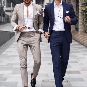 Мужские костюмы Blazers Классные свадебные смокинги Mens Suits Suits Slim Fit Tridegroom Puxedos для мужчин Две штуки для жениха.