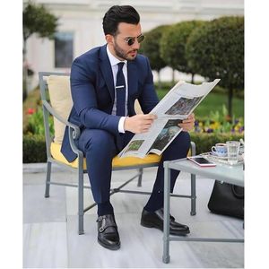 Abiti da uomo blazer su misura sartoriale fatto lussuoso nobile di alta qualità da uomo blu navy abbigliamento da 2 pezzi per matrimonio slim mant uomo abito da festa per festa blazer