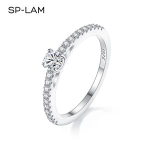 Solitaire Ring Real 925 Sterling Silver Small Moissnaite Ring For Women Simple Sparkling Round 0.3CT Certificated Lab Diamond Finger Rings 230509