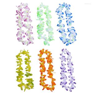 装飾的な花50pcs/100pcsハワイアンネックレストロピカルハワイクロスフラワーリースパーティー装飾花輪ガーランド