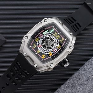 ساعة Wristwatches Business Watch 2023 Product Fashion Men's Wine Wine Ducket Gurved Hollow Sports