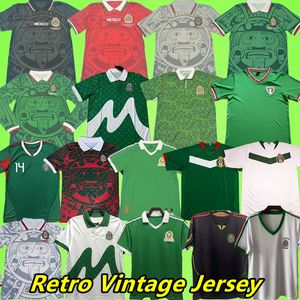 México Retro Retro Soccer Jerseys 1970 1983 1994 1995 1996 1997 1998 2006 2010 2012 2012 Camisa de futebol de futebol vintage de manga longa T