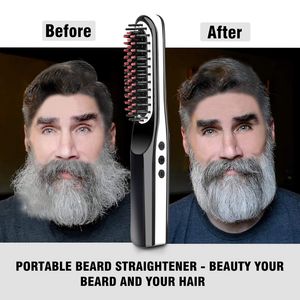 Curling Irons Beard Straightener Brush USB Charging Hair Comb Wireless Portable Ionic for Men Women 230509