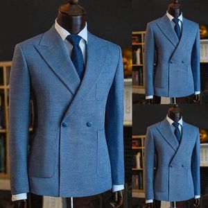 Erkek Suit Blazers Erkekler İçin Üst düzey Çift Göğüslü Ceket İş Resmi Partisi Düğün Groomsman Giyin Kaliteli Fahsion Renk Kat 230509