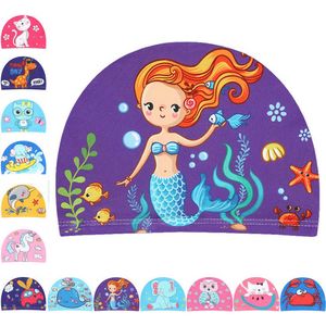 Swimming Caps Cartoon Kids Bath Cap Ear Protector Hat for Swimming Pool Water Sport for Swimming for Boys and Girls P230509