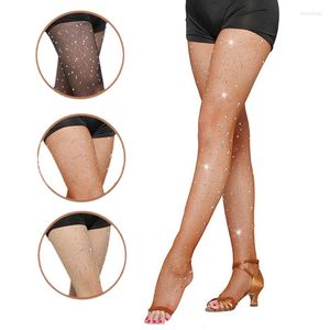 Kvinnor strumpor bling crystal dance tights plus size elastic små mesh fingerless strumps nattklubb ihåliga ut sexiga strumpbyxor för