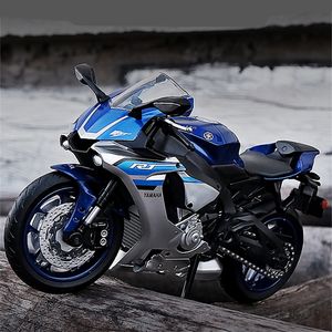 Diecast Modelo 1 12 Yamah Yzf R1 Ligição de Racing Sports Motorcycle Simulation Diecast Metal Cross-Country Modony Model Collection Kid Toy Gift 230509