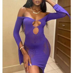 Party Dresses Fashion Women Bodycon Long Sleeve Mini Beach Transparent Sexy Cut Out Babydoll Club Outfits QQ640 230508