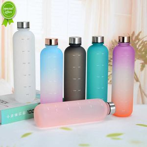 1L Water Bottle With Time Marker Motivational Reusable Fitness Sports Outdoors Travel Leakproof Free Frosted Plastic