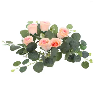 Decorative Flowers Candlestick Garland Floral Garlands Decor American Style 25X25X7CM White Silk Cloth