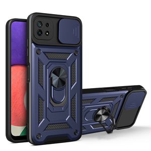 Capas de telefone para Samsung Galaxy M14 M23 M33 M51 M52 M53 M62 F23 F62 com anel de suporte giratório de 360 ° Suporte para carro Capa de proteção de câmera deslizante de dupla camada