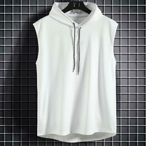Mens Tank Tops Summer Muscle Hoodie Vest Sleeveless Bodybuilding Sport Workout Fitness Shirt High Quality Casual Hip Hop 230509