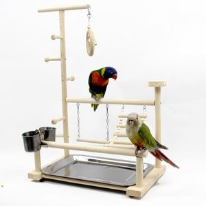 Stands Pet Play Stand for Birds Parrot Playstand Cockatiel Playground Wood Perch Gym Playpen Ladder with Feeder Cups Toys Exercise Play